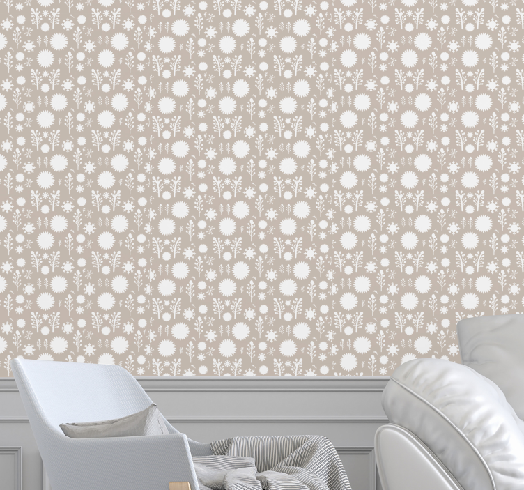 Papel pintado beige floral - TenVinilo
