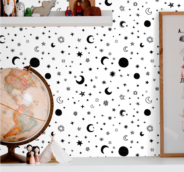 Papel pintado infantil lugar exterior con estrellas - TenVinilo