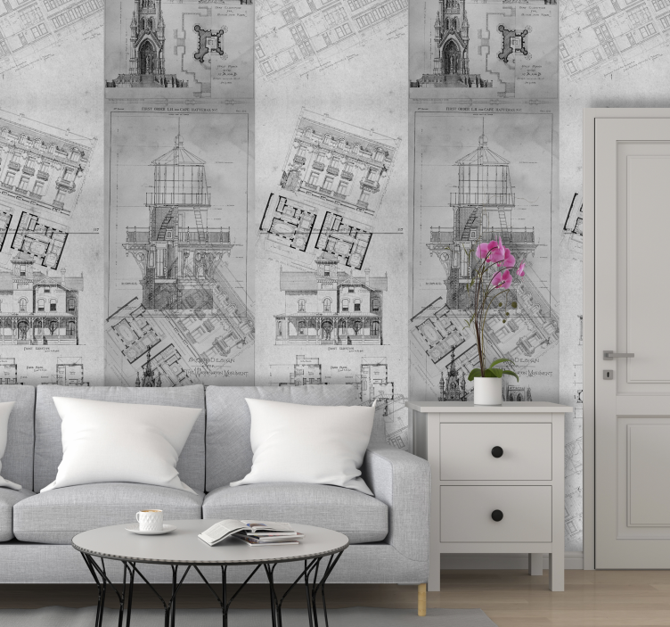 Papel pintado vintage planos monumentos - TenVinilo