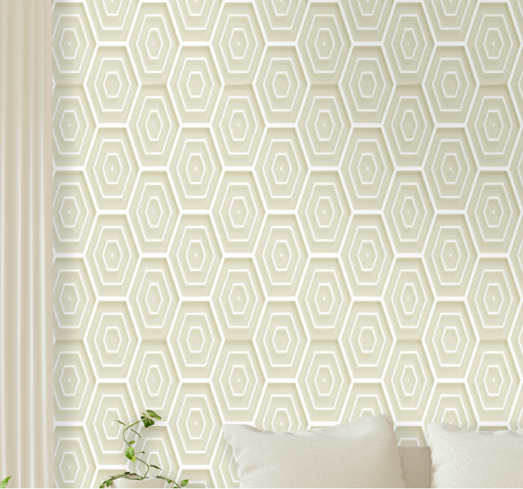 Papel pared 3D Patrón geométrico beige efecto 3d - TenVinilo