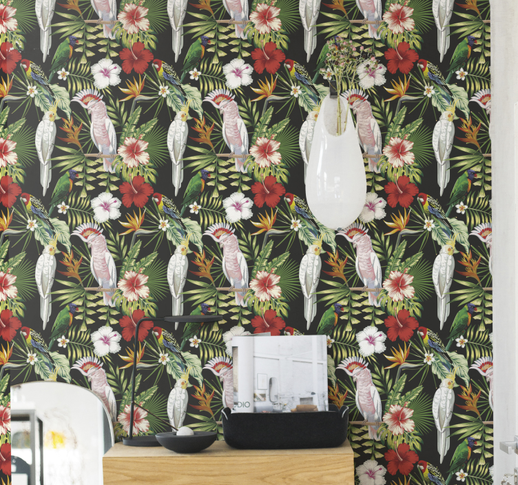 Papel pintado animal Loros de colores brillantes - TenVinilo