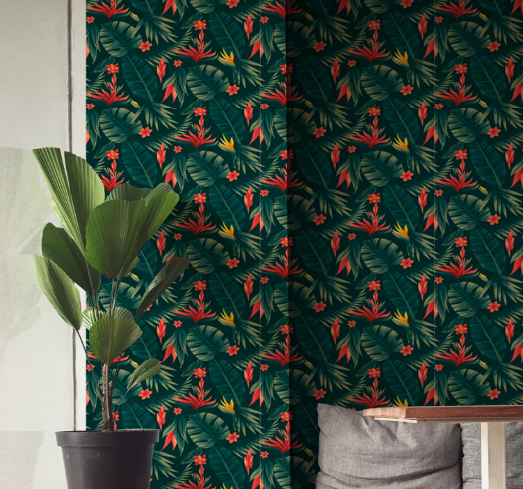 Papel pintado flores Zona tropical - TenVinilo