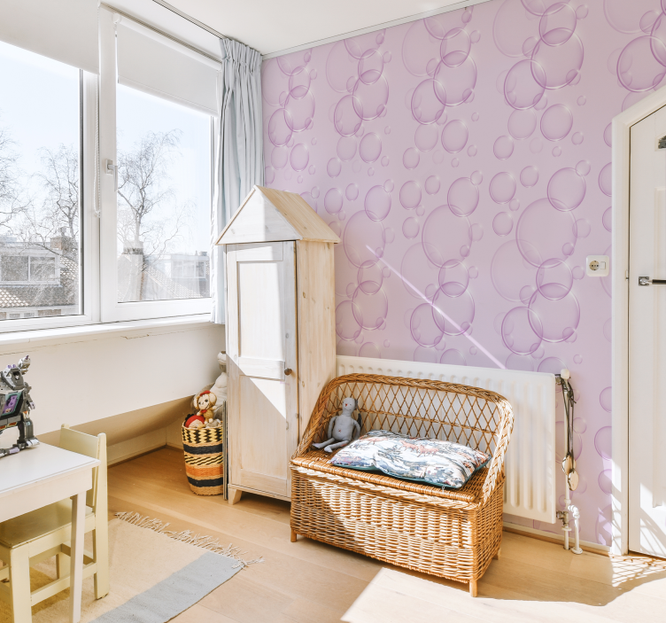Papel pintado bebé de burbujas lilas - TenVinilo