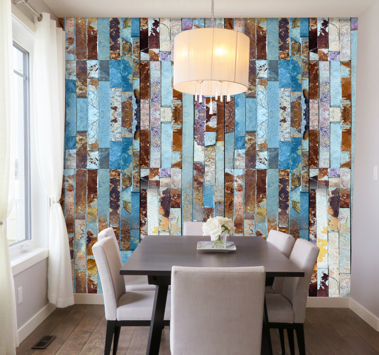 Papel pintado mármol natural azul y marrón - TenVinilo