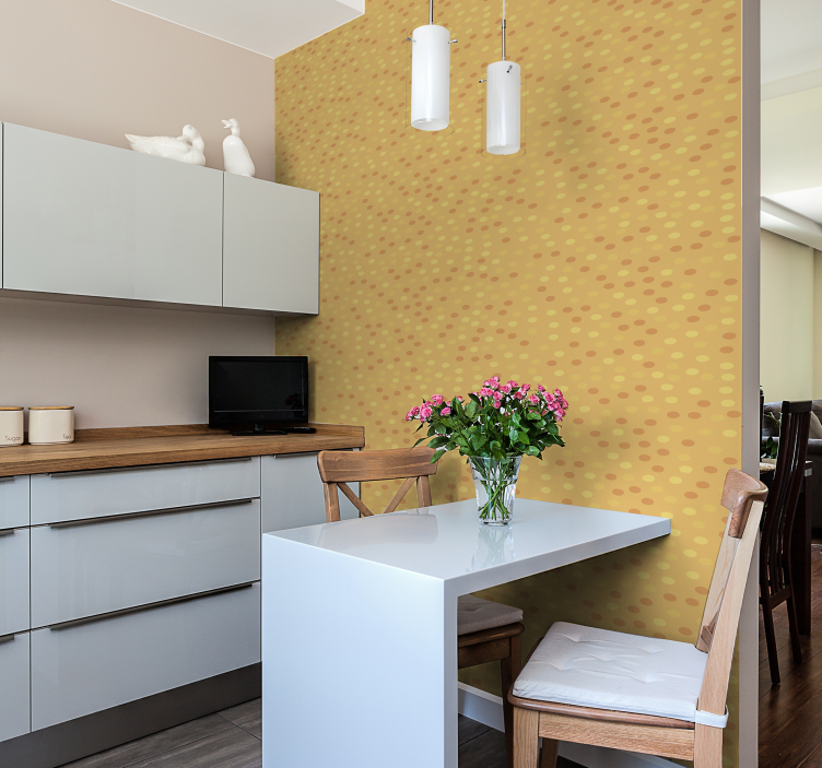 Papel pintado cocina naranjas en círculos  - TenVinilo