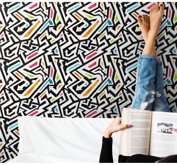 Papel tapiz abstracto caos geométrico - TenVinilo