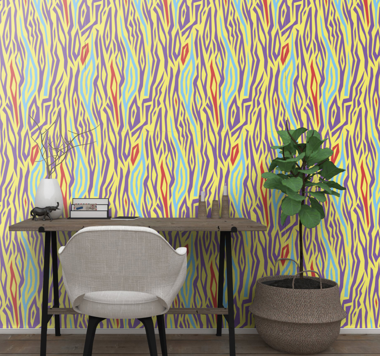 Papel tapiz abstracto ondas de colores - TenVinilo