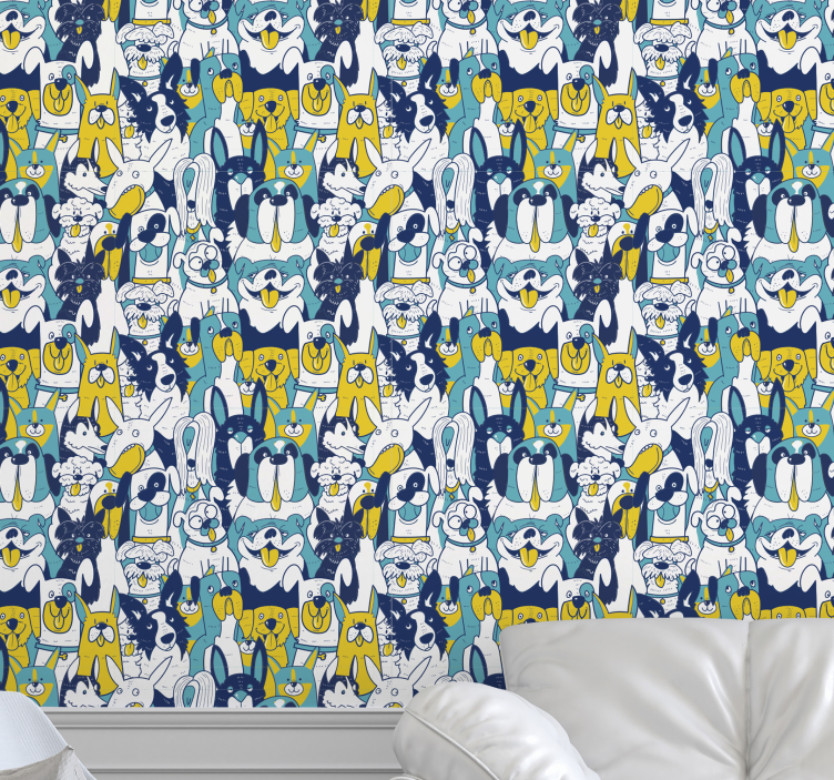 Papel tapiz animales asamblea canina animada - TenVinilo