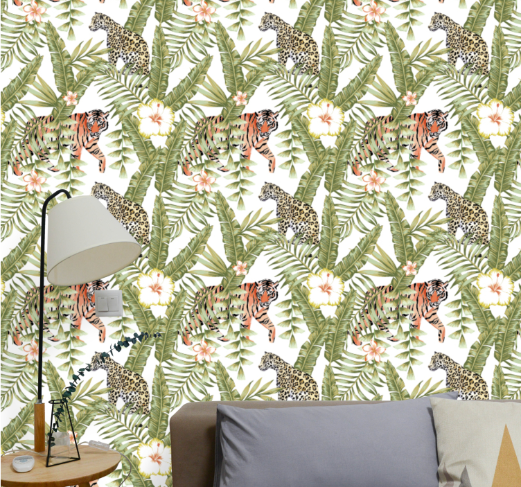 Papel tapiz animales fauna de la selva tropical - TenVinilo