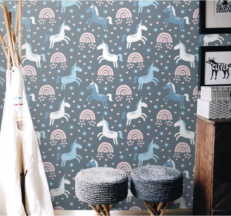 Papel tapiz animales motivo de arcoiris de jirafa - TenVinilo