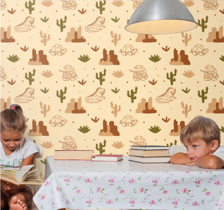 Papel tapiz animales tema de la fauna del desierto - TenVinilo