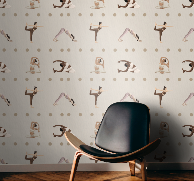 Papel tapiz arte figuras de posturas de yoga - TenVinilo