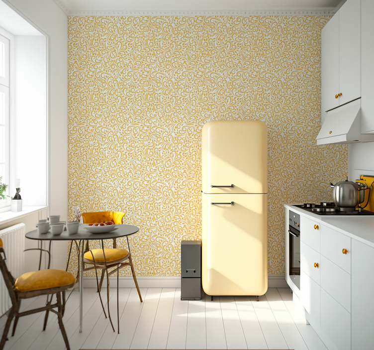 Papel tapiz floral adornos ornamentales - TenVinilo