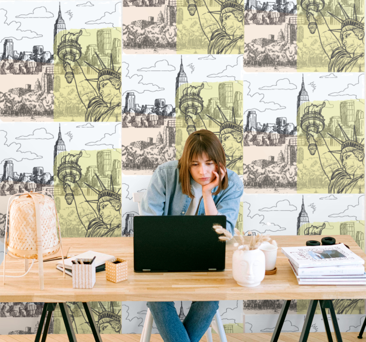 Papel tapiz ciudades diseño de boceto urbano - TenVinilo