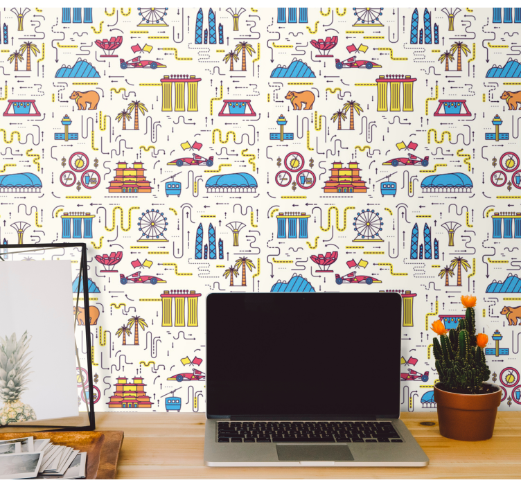 Papel tapiz ciudades diversión del paisaje urbano - TenVinilo