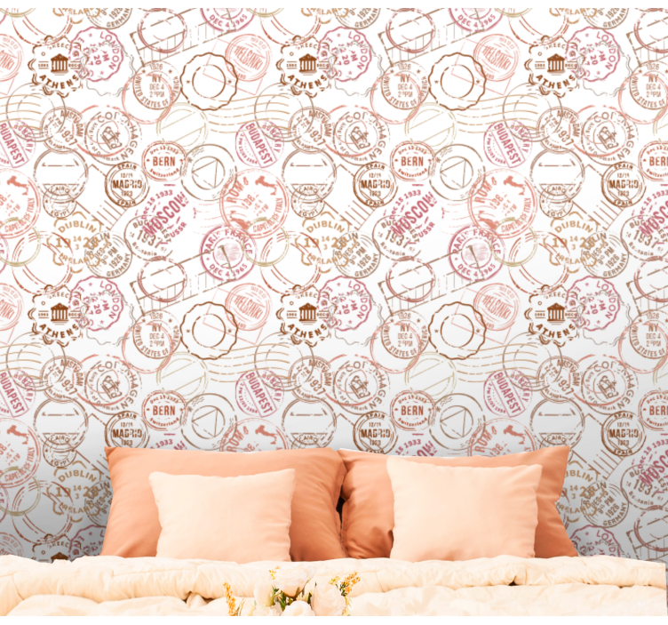 Papel tapiz ciudades motivo de pasaporte sellado - TenVinilo