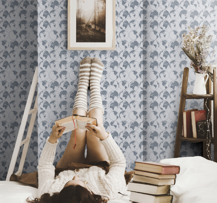 Papel tapiz ciudades patrones de mapas del mundo - TenVinilo