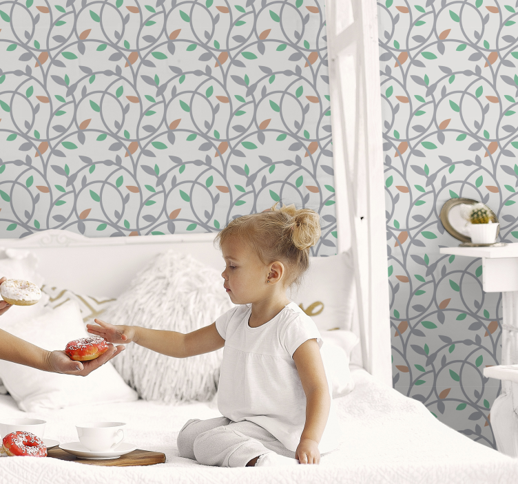 Papel tapiz flores dispersión floral retro - TenVinilo