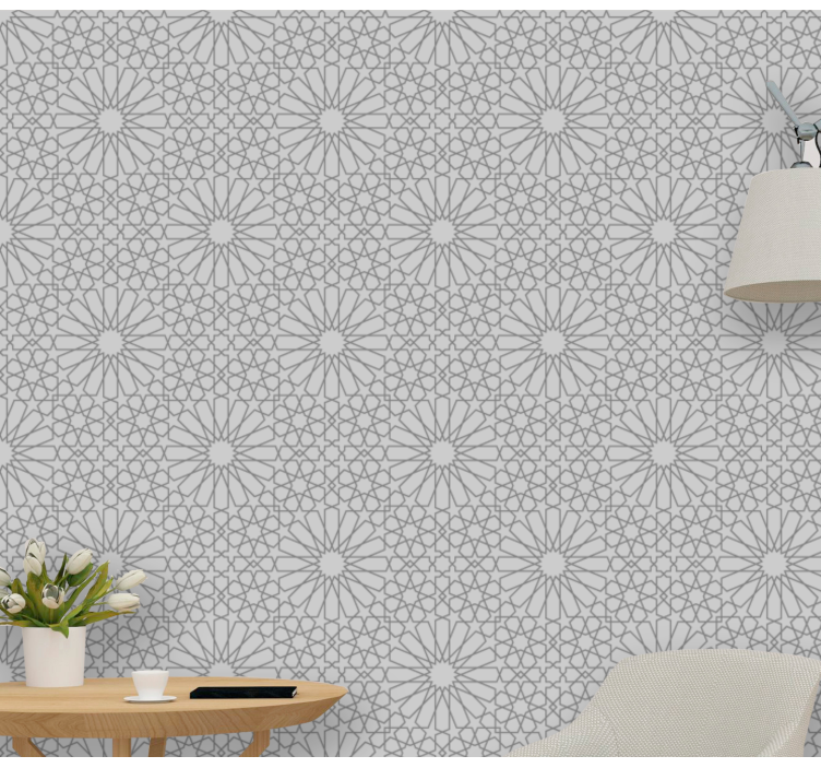 Papel tapiz floral estampado gris elegante - TenVinilo
