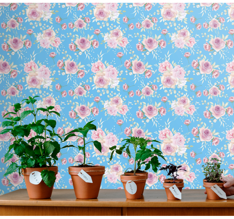 Papel tapiz flores conjunto de arreglos florales - TenVinilo