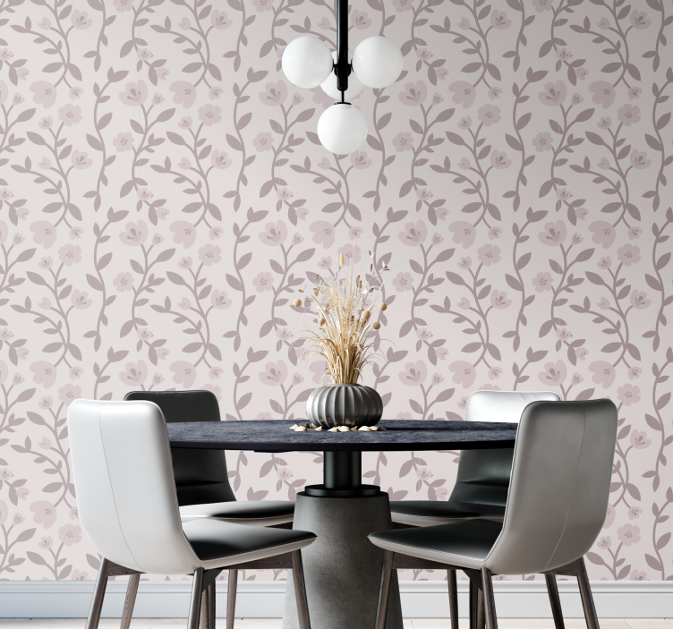 Papel tapiz flores elegantes siluetas florales - TenVinilo