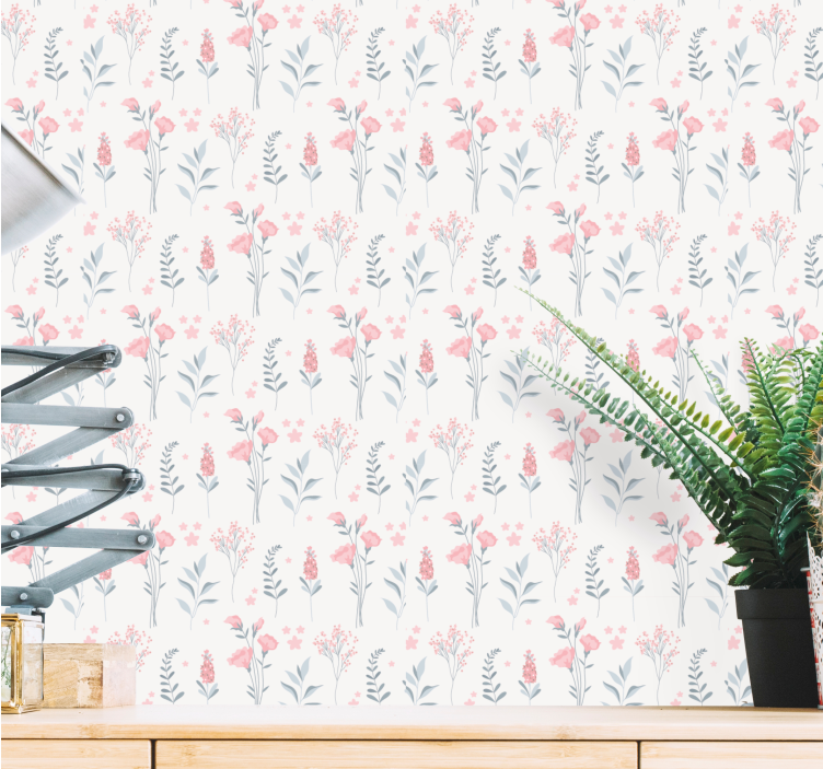Papel tapiz flores estilo de jardín floral - TenVinilo