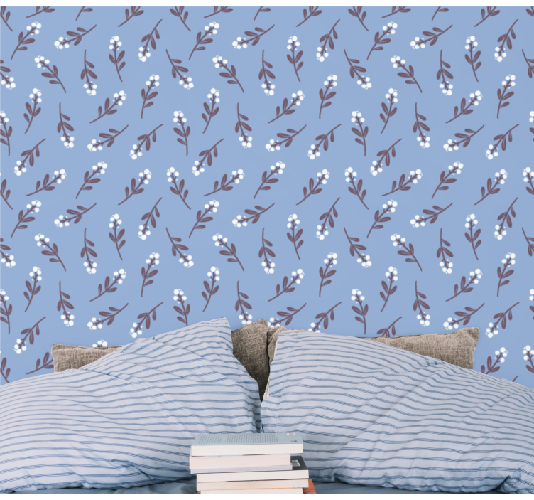 Papel tapiz flores motivo de ramas florales - TenVinilo