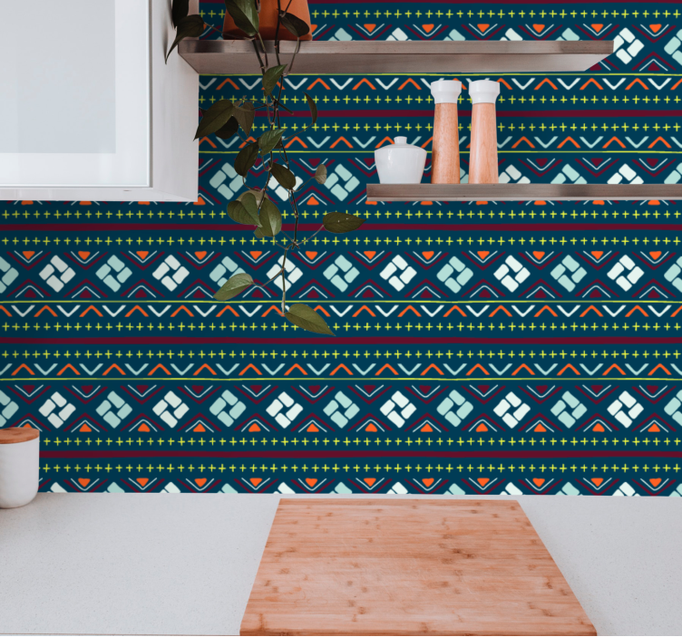 Papel tapiz geométrico bloques de colores geométricos - TenVinilo