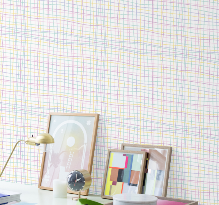 Papel tapiz geométrico diseño de cuadrícula comprobado - TenVinilo