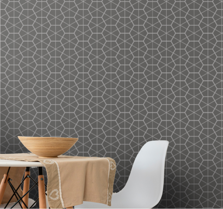 Papel tapiz geométrico diseño hexagonal gris - TenVinilo