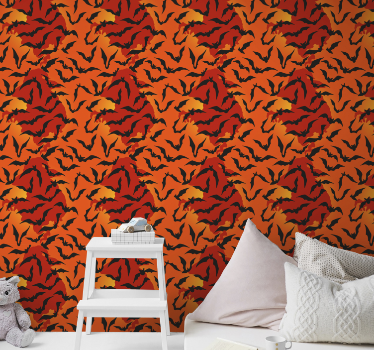 Papel tapiz Halloween colección de murciélagos voladores - TenVinilo