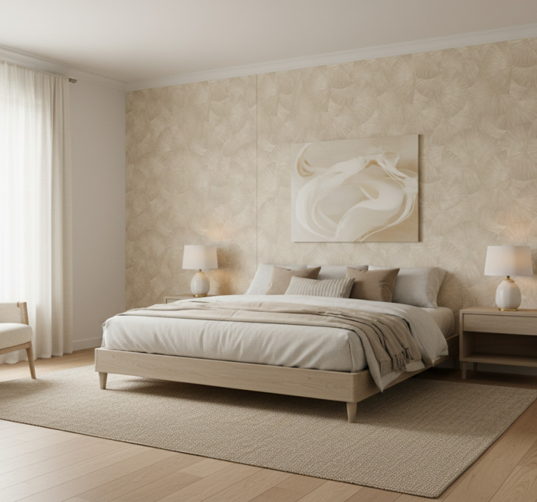 Papel tapiz hojas chic tan abstracto elegante - TenVinilo