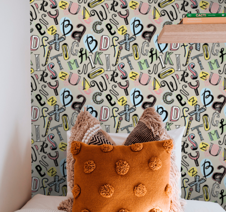 Papel tapiz letras diversión alfabética - TenVinilo