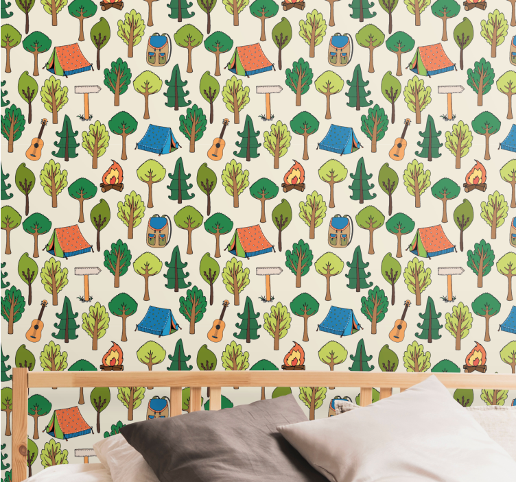 Papel tapiz naturaleza aventuras de campamento - TenVinilo