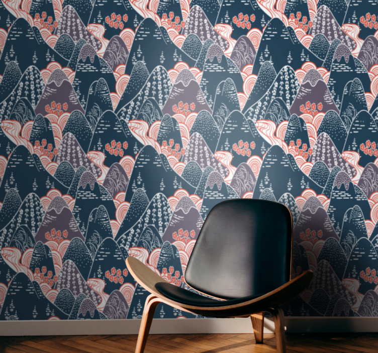 Papel tapiz naturaleza cordillera estilizada - TenVinilo