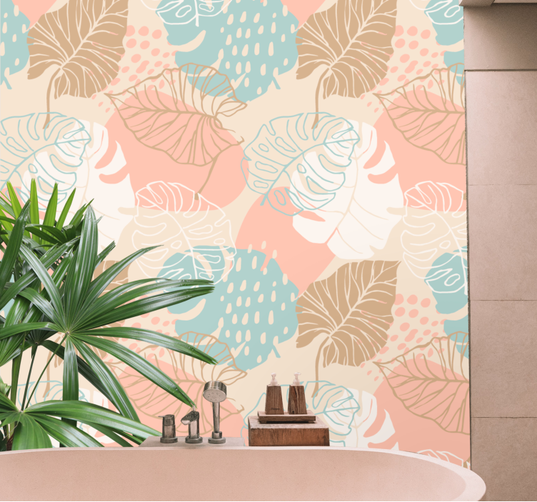 Papel tapiz naturaleza motivos de plantas tropicales - TenVinilo