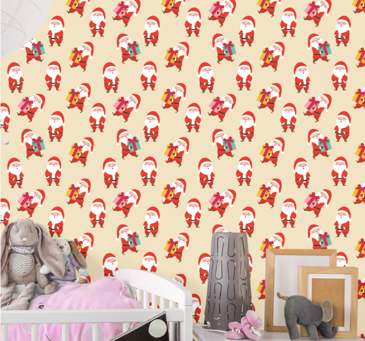 Papel tapiz navidad personajes festivos - TenVinilo
