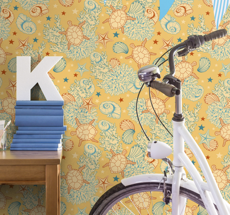 Papel tapiz peces conjunto de motivos marinos - TenVinilo