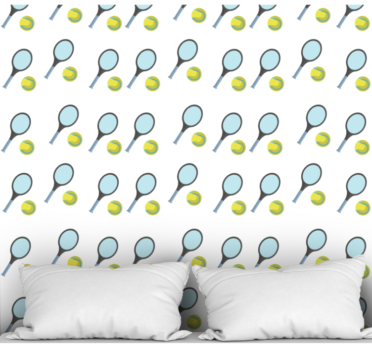 Papel tapiz personalizable raquetas y pelotas de tenis - TenVinilo