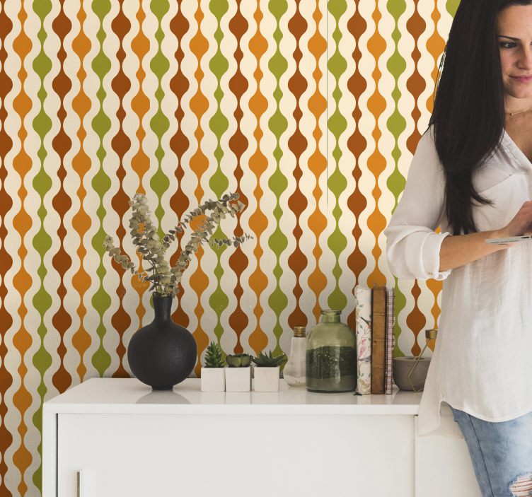 Papel tapiz rayas diseño de patrón curvo - TenVinilo