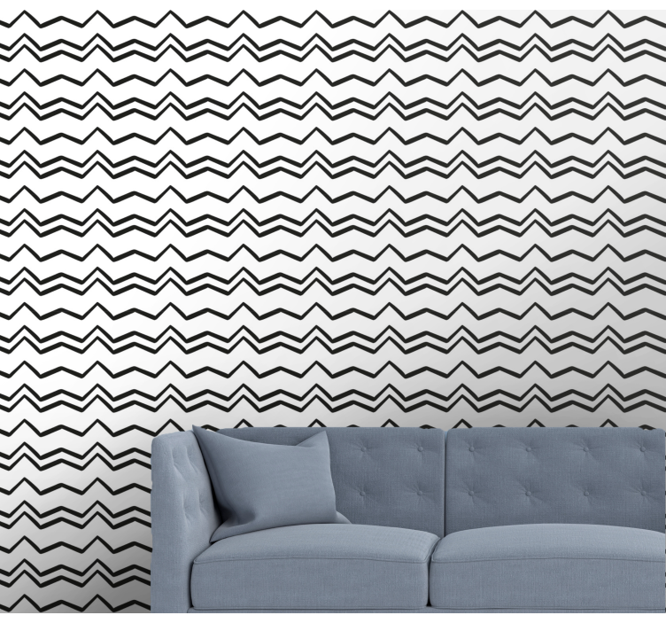 Papel pintado moderno Zig zag blanco y negro - TenVinilo