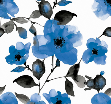 Papel tapiz flores patrón de amapolas azules - TenVinilo