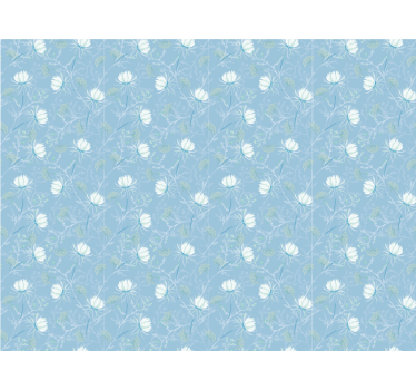 Papel tapiz flores fondo con patrón azul - TenVinilo