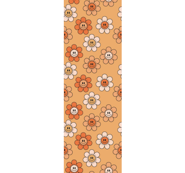 Papel tapiz flores patrón floral sonriente - TenVinilo