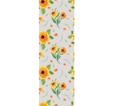 Papel tapiz flores patrón de girasol gris - TenVinilo