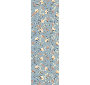 Papel tapiz flores escena de naturaleza azul - TenVinilo