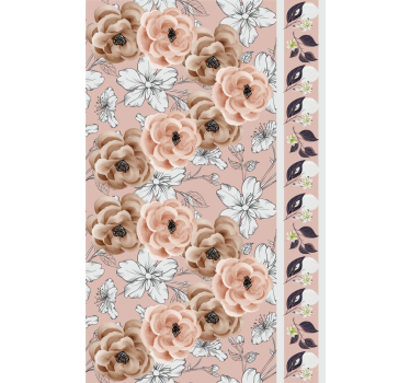 Papel tapiz flores elegante arreglo beige - TenVinilo
