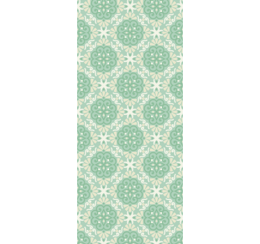 Papel tapiz ornamental motivo circular verde suave - TenVinilo