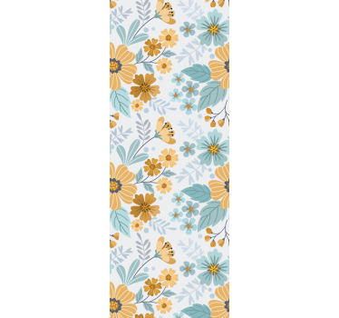 Papel tapiz flores arreglo floral de mariposas - TenVinilo