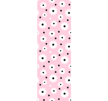 Papel tapiz flores margaritas rosas y blancas - TenVinilo